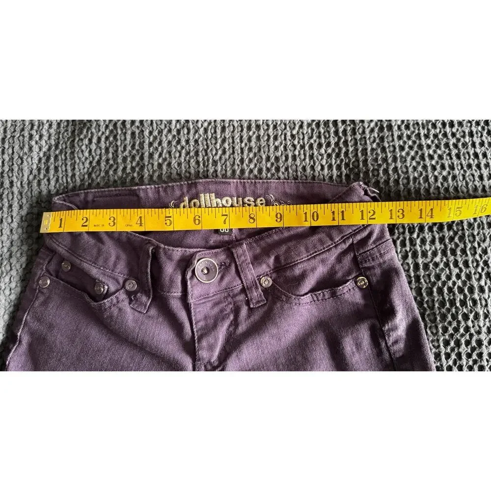 Dollhouse Vintage Y2K Juniors 00 Purple Slim Jeans